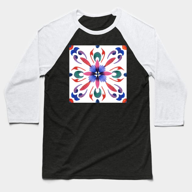 Floral ornament. Watercolor Baseball T-Shirt by Olga Berlet